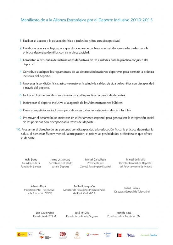 Manifiesto del Deporte Inclusivo. 