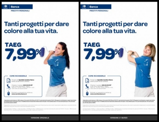 Uno de los carteles publicitarios con la versión alternativa del 21 de marzo. 