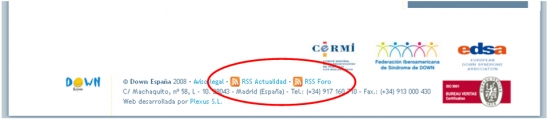 Los iconos RSS (que destacamos) sirven para suscribirse a las noticias o los foros de DOWN ESPAÑA. 