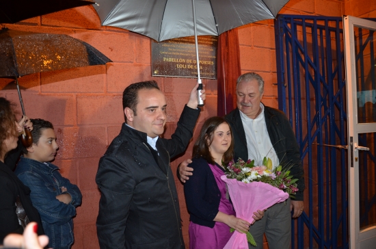 Loli, junto al Alcalde y el Concejal de Deportes de Cehegín. 